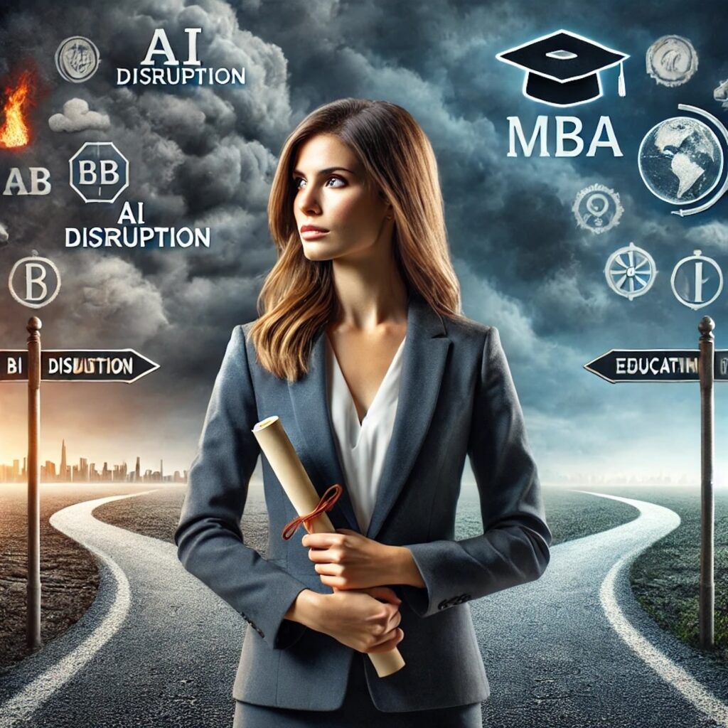 AI generated image based on the post by OpenAI. ROI on an MBA degree in uncertain times.